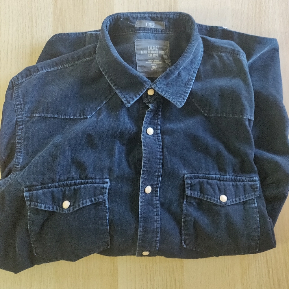 H & m l.o.g.g long sleeve button down shirt